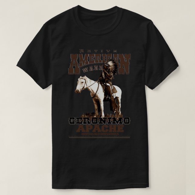 Camiseta Geronimo Warrior Nativo Americano Apache Mascalero (Frente do Design)