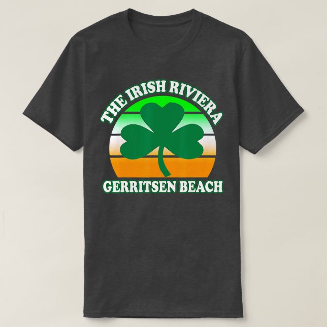 Camiseta Gerritsen Beach Irish Riviera Funny Shamrock Retro (Frente do Design)