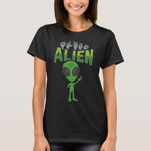Camiseta Gesto de mão Asl de alienígena Ily ciente da perda (Frente)