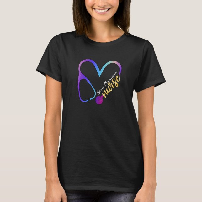 Camiseta Gestor de Casos Enfermeira Watercol Love Heart Ste (Frente)