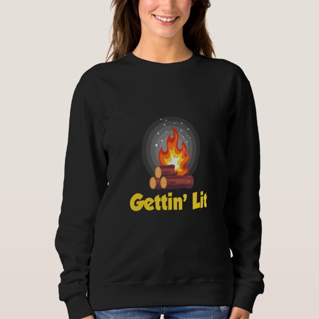 Camiseta Gettin' Lit Camping Bonfire (Frente)