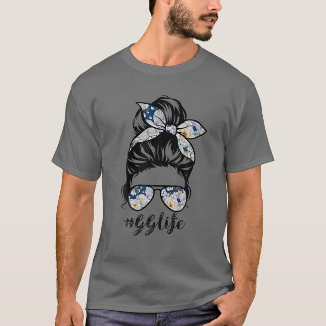 Camiseta GG Life Messaging Hair Bun Floral Women Dia de as  (Frente)