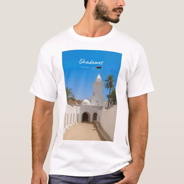Camiseta Ghadames, Líbia - Mesquita Branca (Frente)