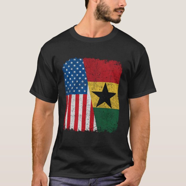 Camiseta Ghanaian American Flag Half USA Ghana Root Proud (Frente)