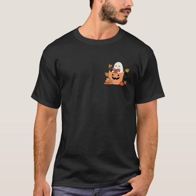 Camiseta Ghost Bonito Lendo Café Pock Halloween (Frente)
