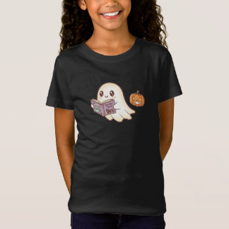 Camiseta Ghost Bonito Lendo Caricatura de Halloween de Livr