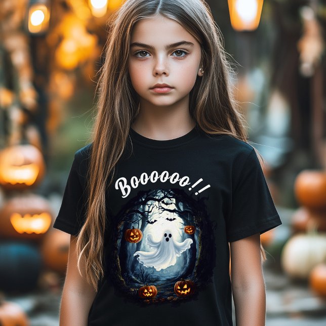 Camiseta Ghost Boo Bonito Diversão de Halloween Menina (Cute Ghost Boo Fun Halloween Costume Boy Girl T-Shirt)