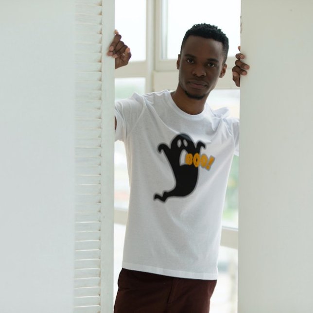 Camiseta Ghost Boo Halloween Preto Laranja Gráfico (Criador carregado)