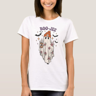 Camiseta Ghost BOO-JEE - Amor de Café Floral de Halloween