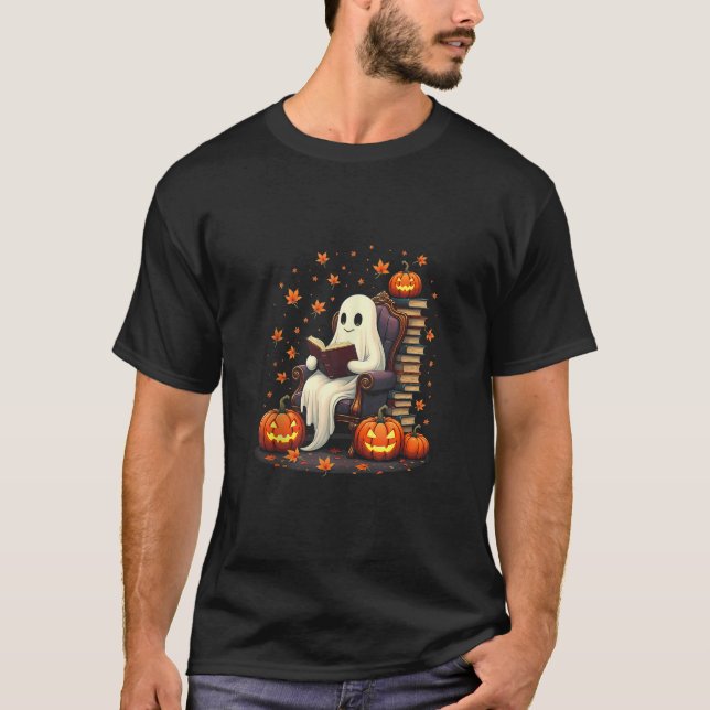 Camiseta Ghost Book Reader Lading Book Lover Professor Engr (Frente)