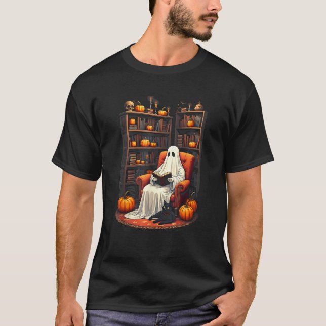 Camiseta Ghost Book Reader Lading Book Lover Professor Engr (Frente)
