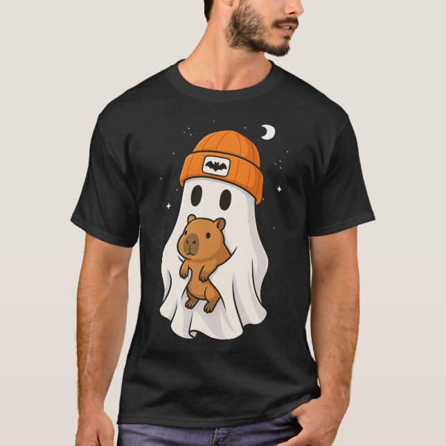 Camiseta Ghost Capybara Halloween Amante de os animais Been (Frente)