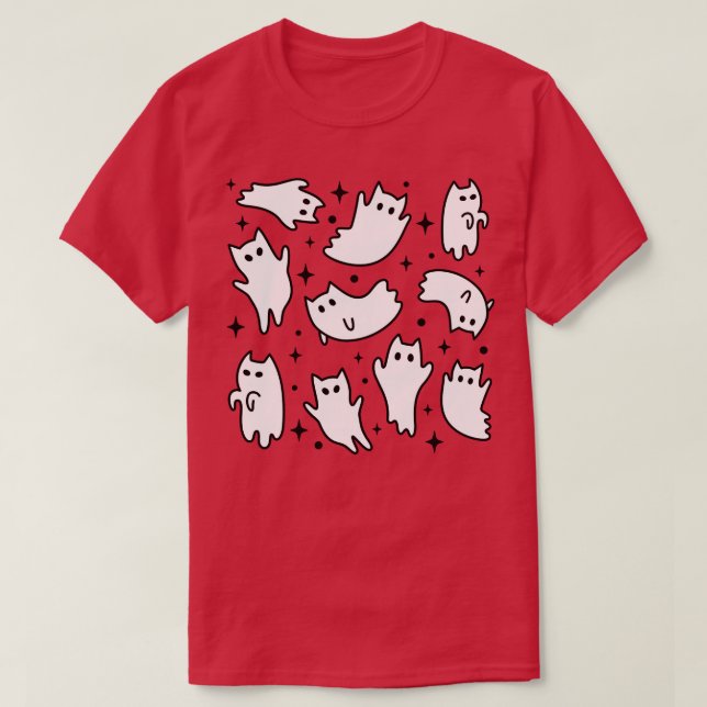 Camiseta Ghost Cats Halloween Laranja Cujo Fantasma É (Frente do Design)
