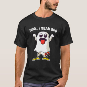 Camiseta Ghost Chicken Moo Quero Dizer Boo Pumpkin Moon Hal