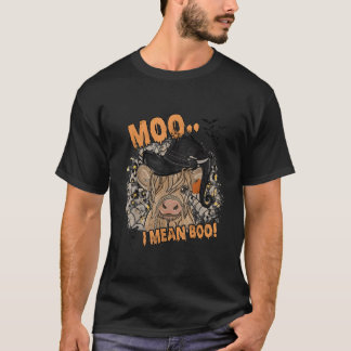 Camiseta Ghost Cow Moo I Mean Boo Pumpkin Moon Halloween
