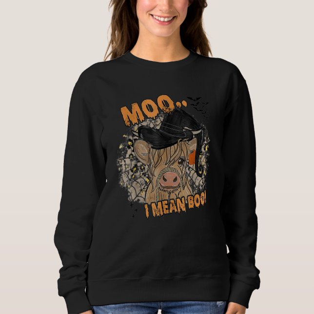 Camiseta Ghost Cow Moo I Mean Boo Pumpkin Moon Halloween (Frente)