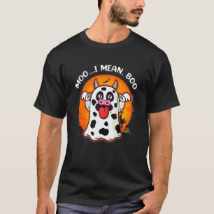 Camiseta Ghost Cow Moo Quero Dizer Boo Moon Halloween Crian
