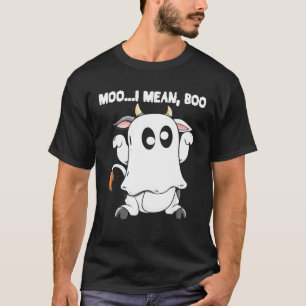 Camiseta Ghost Cow Moo Quero Dizer Boo Pumpkin Moon Hallowe