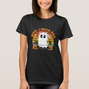 Camiseta Ghost Cow Moo Quero Dizer Boo Pumpkin Moon Hallowe
