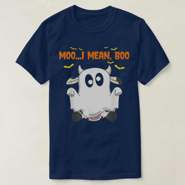 Camiseta Ghost Cow Moo Quero Dizer Boo Spookkin Pumpkin Eng (Frente do Design)