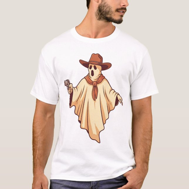 Camiseta Ghost Cowboy Halloween Funny Haunted Costume (Frente)