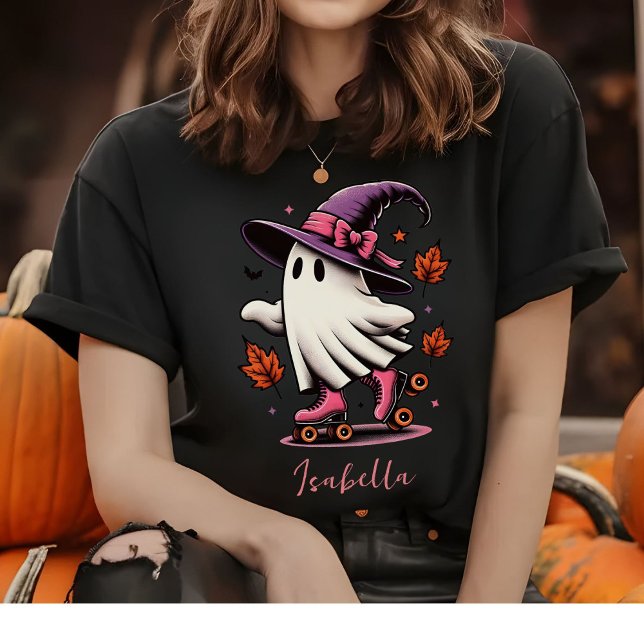Camiseta Ghost Cute de Halloween de Pista Personalizado (Criador carregado)