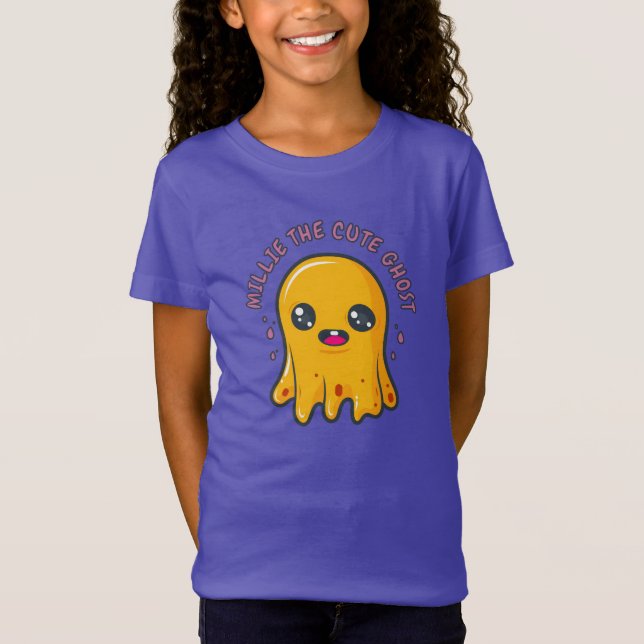 Camiseta Ghost de Kawaii, Cute Amarelo (Frente)