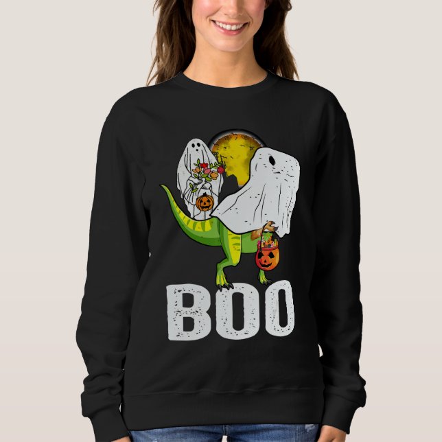 Camiseta Ghost Dinosaur rex  Boo Halloween Boys Men Pumpkin (Frente)
