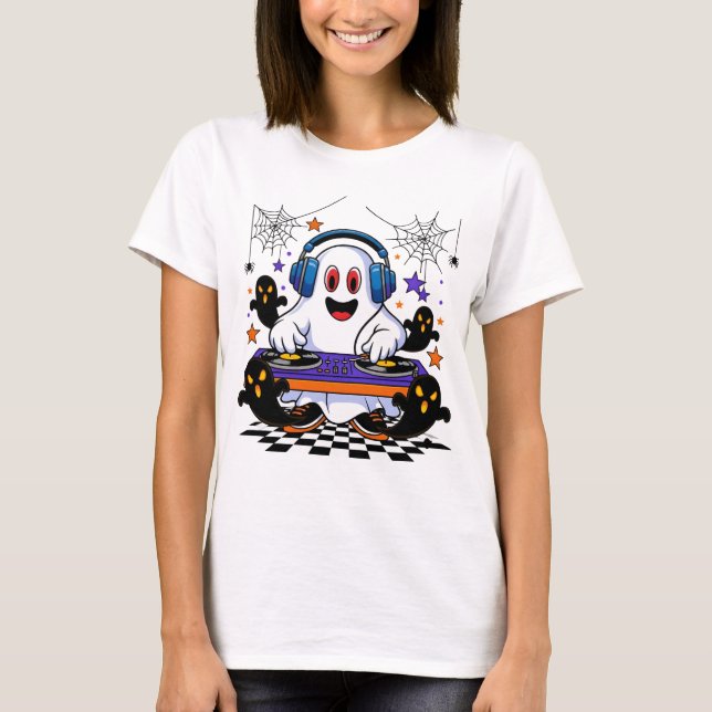 Camiseta Ghost DJ Halloween Party Design (Frente)