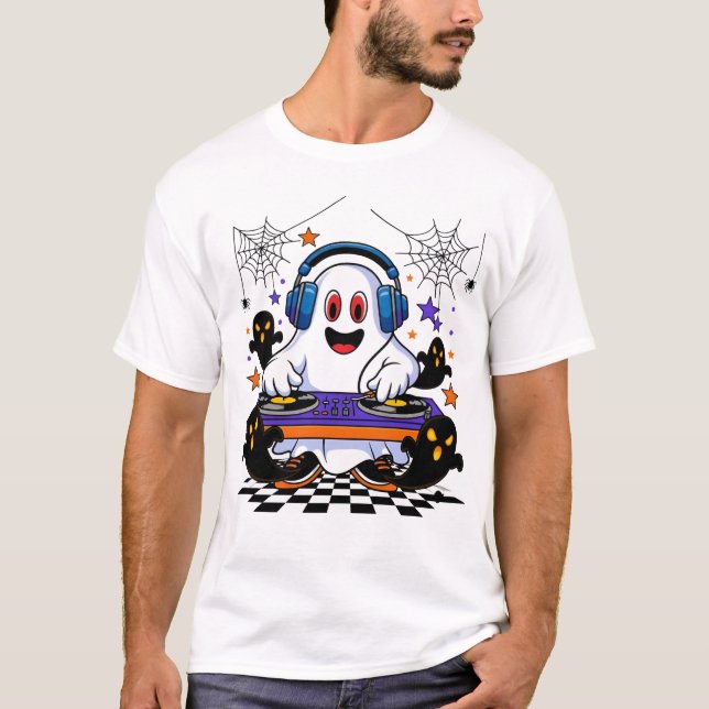 Camiseta Ghost DJ Halloween Party Design (Frente)