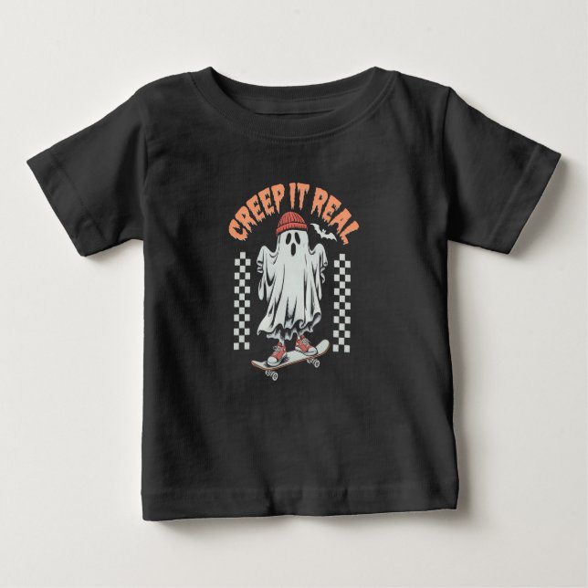 Camiseta Ghost do Skate de Halloween Retron Creme (Frente)