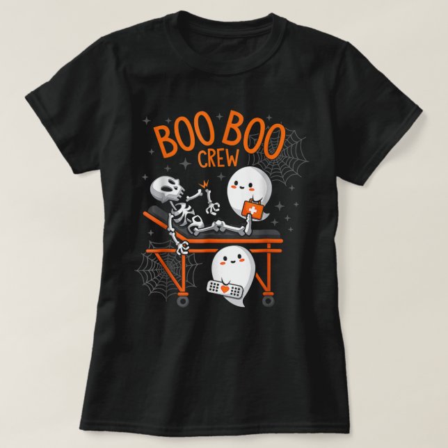 Camiseta Ghost Doctor Paramedic EMT Nurse Halloween Boo Boo (Frente do Design)