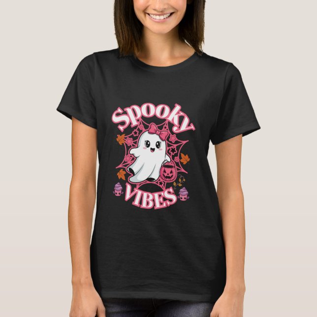 Camiseta Ghost Fantasma Rosa, Bonito, Arte Vibes (Frente)