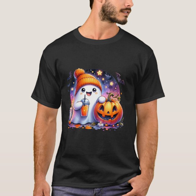 Camiseta Ghost Ghost Bebendo Café Spice Halloween Ghost I (Frente)