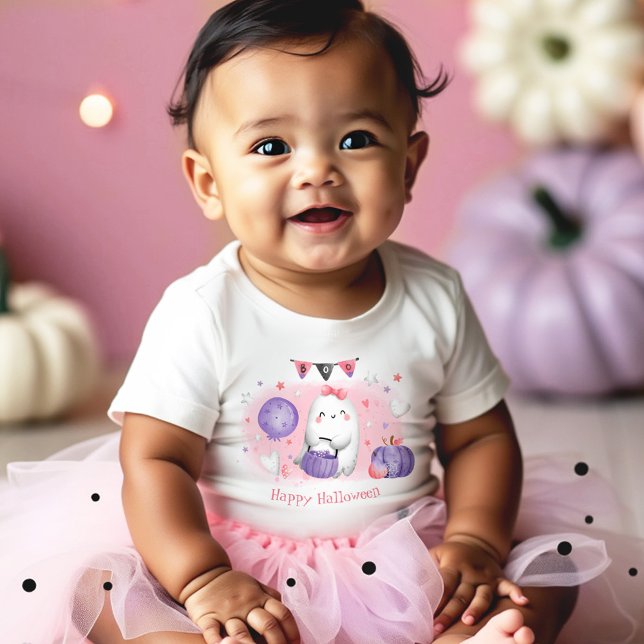 Camiseta Ghost Ghost Bonito Rosa Proxo Nome da Rapariga (Halloween Cute Ghost Boo Pink Purple Girl Name Baby T-Shirt)