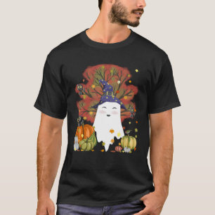 Camiseta Ghost Ghost Gata Pumpkin Café Folha Folha H