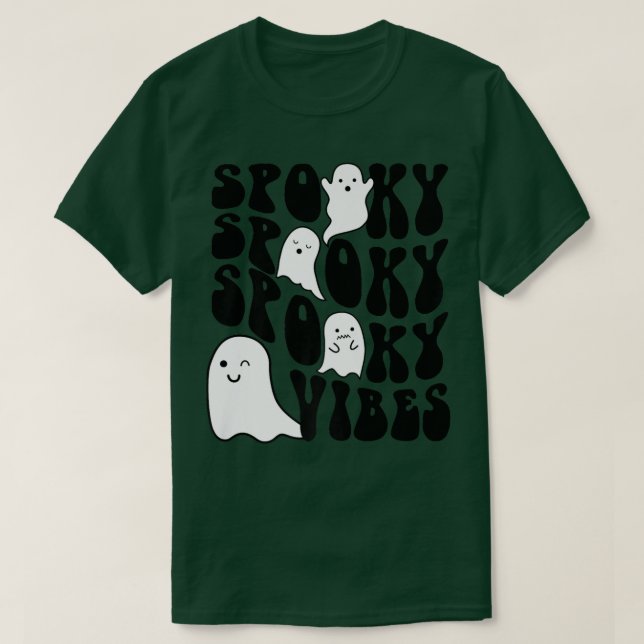 Camiseta Ghost Ghost Halloween Retro Groovy Spooky Diversão (Frente do Design)