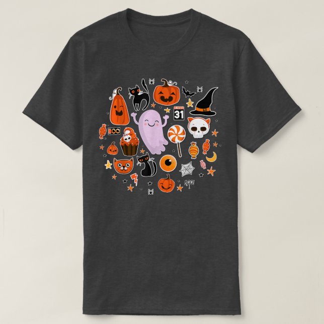 Camiseta Ghost Ghost Pumpkin Black Cat Witch Handy Engraçad (Frente do Design)