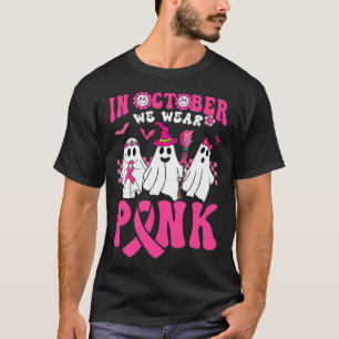Camiseta Ghost Hallo, Guerreiro do Cancer de Mama Rosa Vist