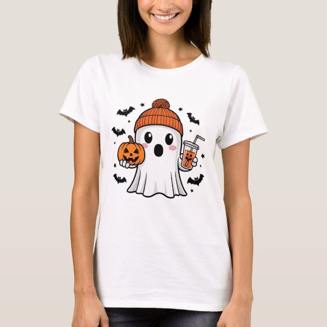 Camiseta Ghost Halloween bonito (Frente)