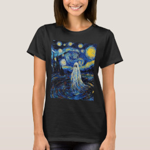Camiseta Ghost Halloween - Estilo Van Gogh - Noite Estrelad