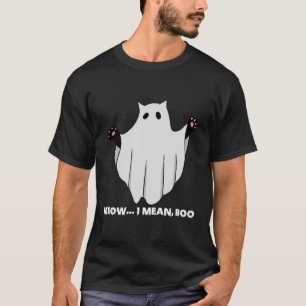 Camiseta Ghost Halloween Meow Quero Dizer Boo Halloween Par