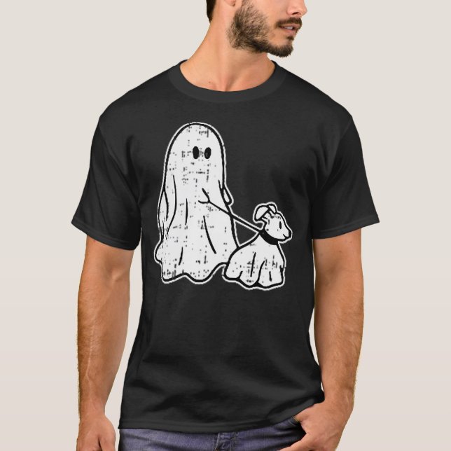 Camiseta Ghost Holding Puppy Dog Halloween Costume Ghoul Do (Frente)