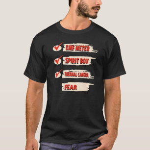 Camiseta Ghost Hunter Checklist EMF Meter Paranormal Invest