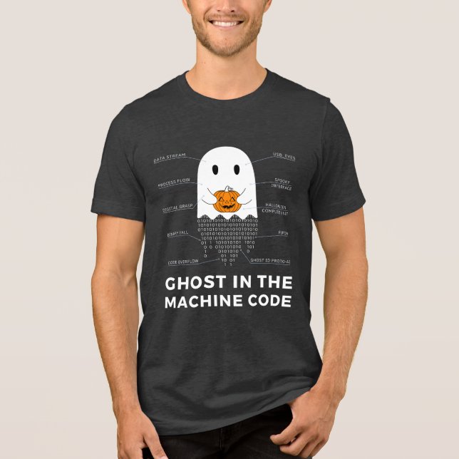 Camiseta Ghost in the Machine Code, Funny Coder Halloween (Frente)