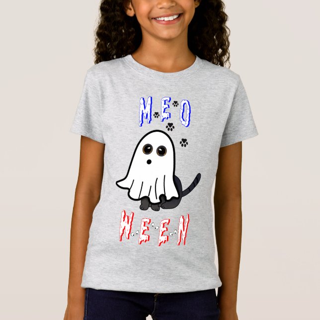 Camiseta Ghost Kitten 31 Cat USA Outubro Halloween (Frente)