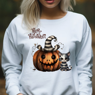 Camiseta Ghost Kitten e Pumpkin, de Brisas de Halloween