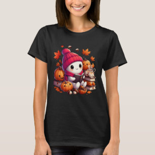 Camiseta Ghost Lading Book Bonito Amantes de outono Queda d