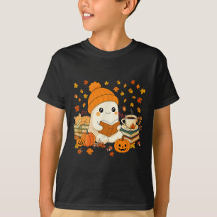 Camiseta Ghost Lading Book Bonito Amantes de outono Queda d