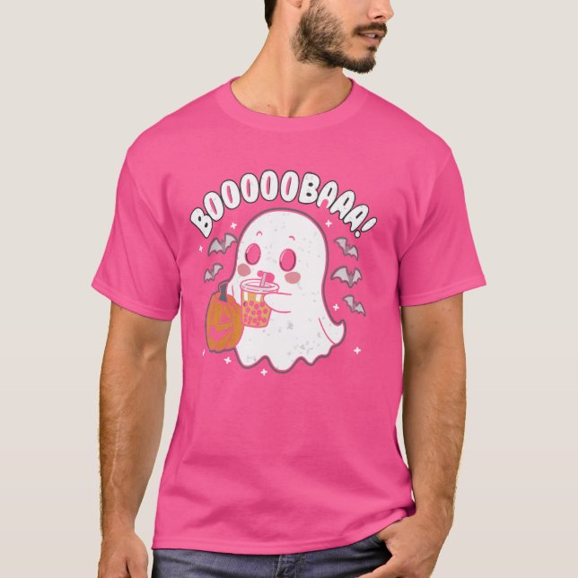 Camiseta Ghost Milktea Ghost Bebendo Bubble Tea (Frente)